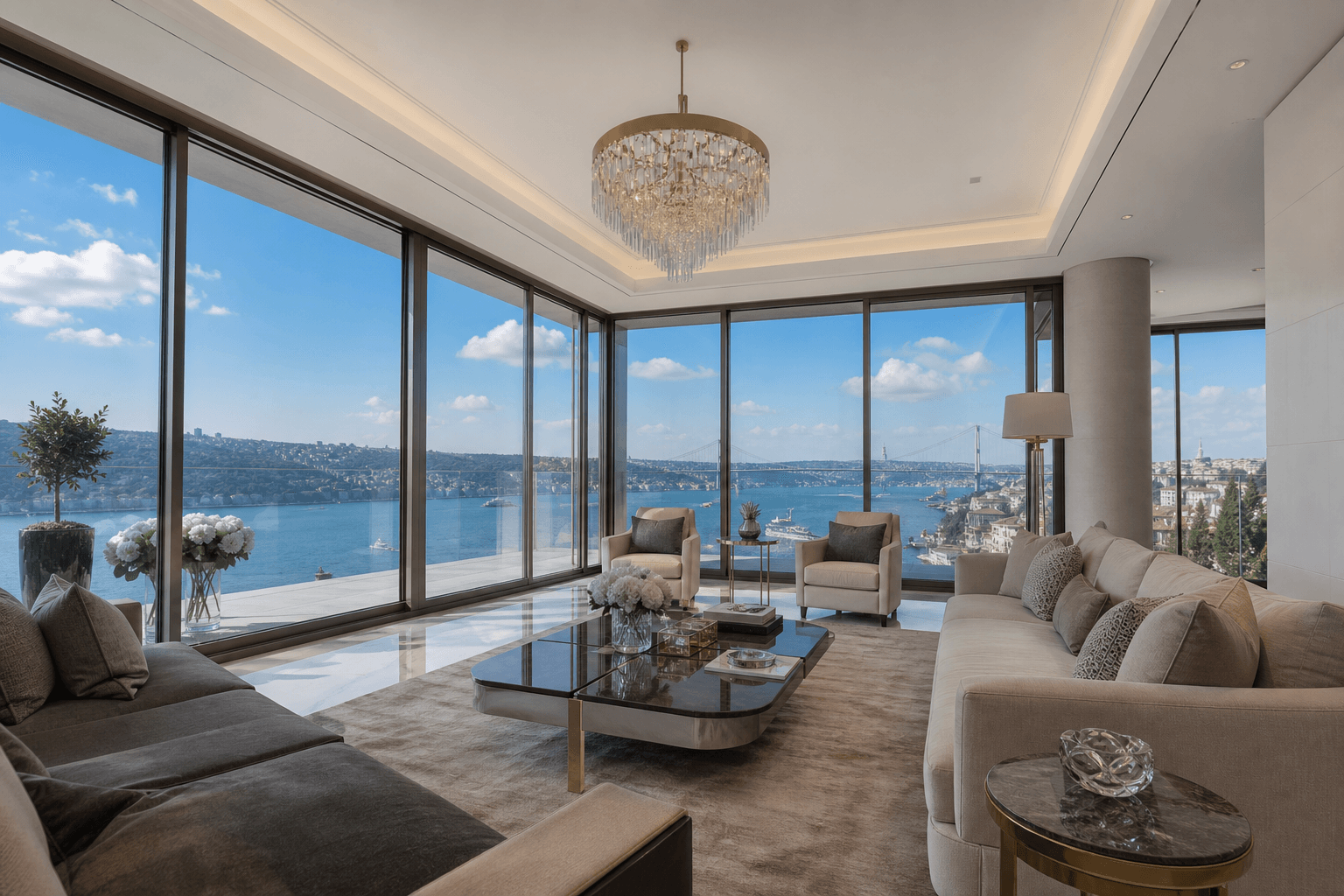 Guide to buying property in Turkey - modern apartment with Bosphorus view Istanbul